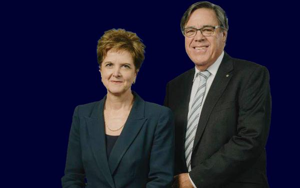 Portrait of Carrie Marr and Associate Professor Brian McCaughan, AM